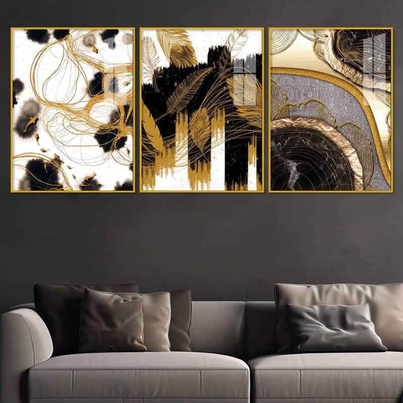 Designer Luxury Textured Acrylic Wall Art Painting Set of 3