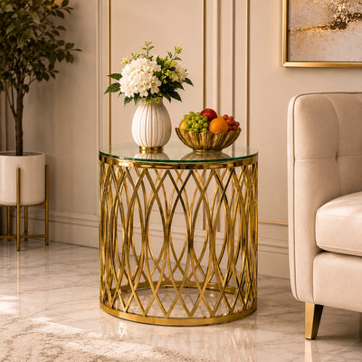 Designer Metallic Cage Pattern with Golden Metal Finish