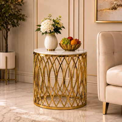 Designer Metallic Cage Pattern with Golden Metal Finish