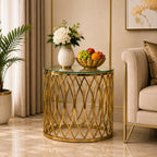 Designer Metallic Cage Pattern with Golden Metal Finish