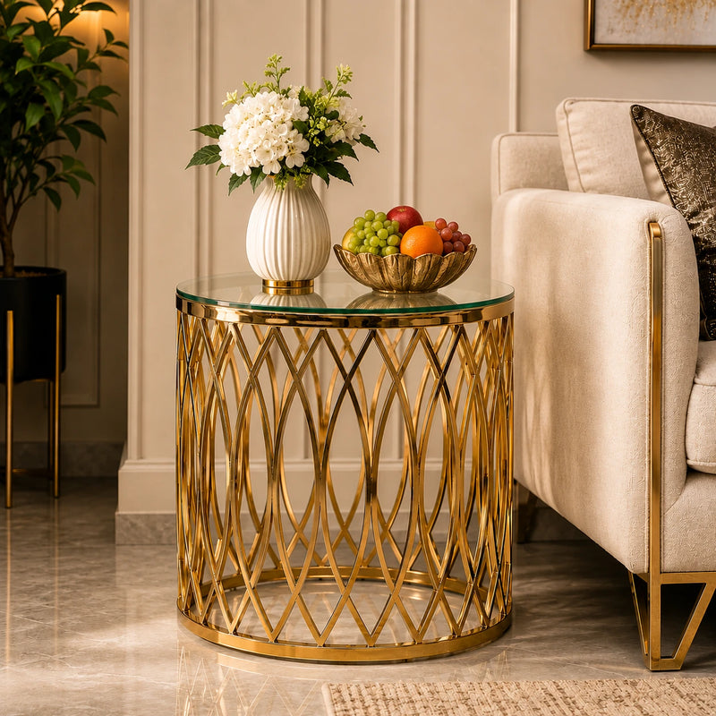 Designer Metallic Cage Pattern with Golden Metal Finish