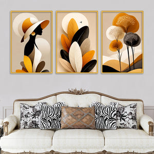 Designer Minimalist Abstract Canvas Wall Painting Set of Three