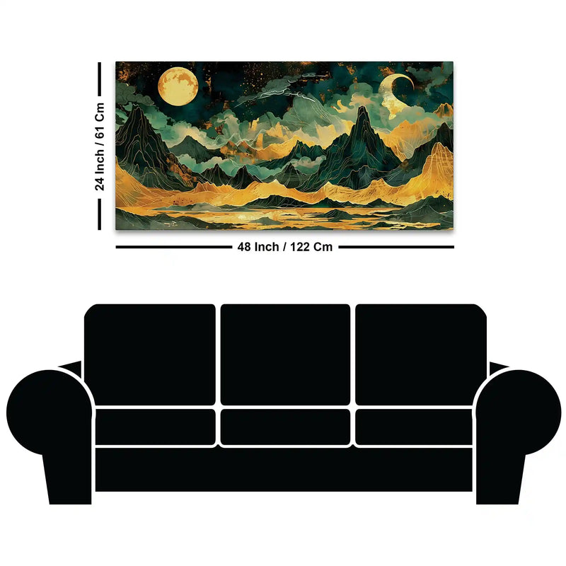 Designer Moonlit Mountain Canvas Painting