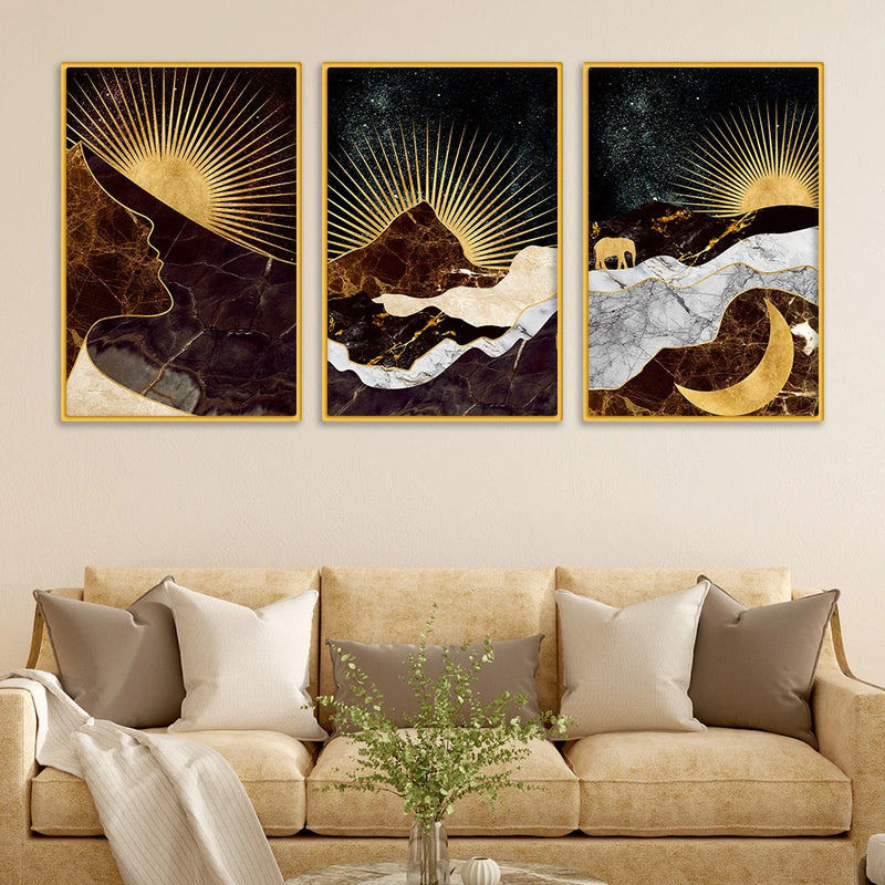 Designer Nature Art Canvas Wall Painting Set of Three