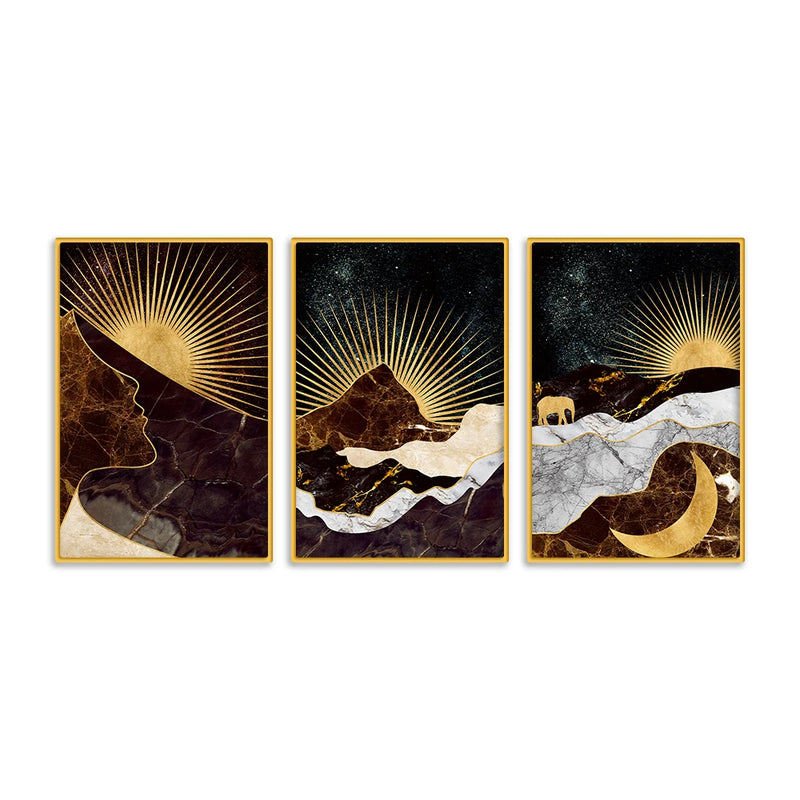 Designer Nature Art Canvas Wall Painting Set of Three