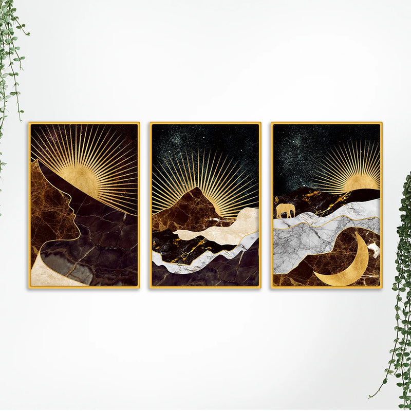 Designer Nature Art Canvas Wall Painting Set of Three