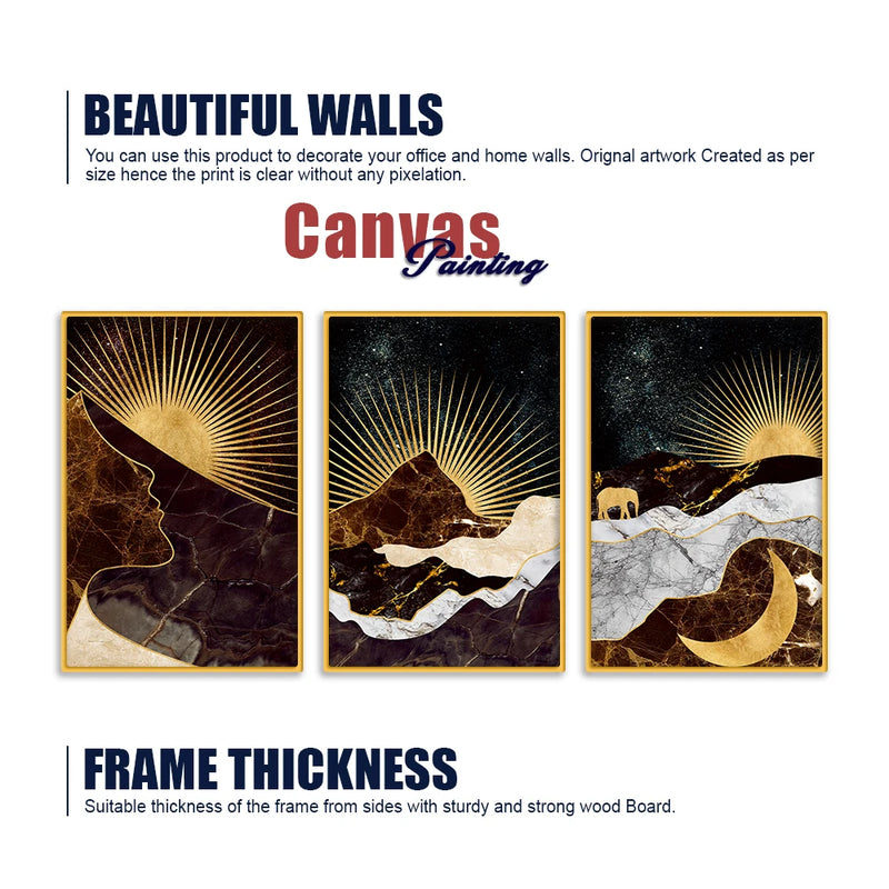 Designer Nature Art Canvas Wall Painting Set of Three