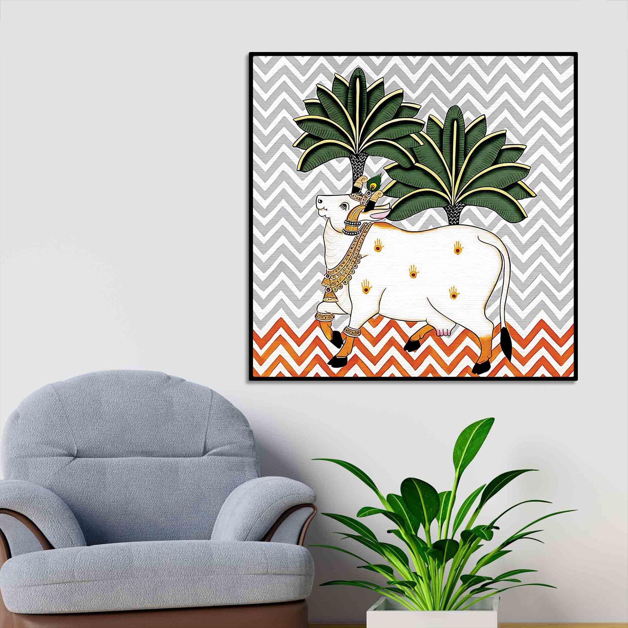 Designer Pichwai Cow Painting | Modern Indian Wall Art Decor