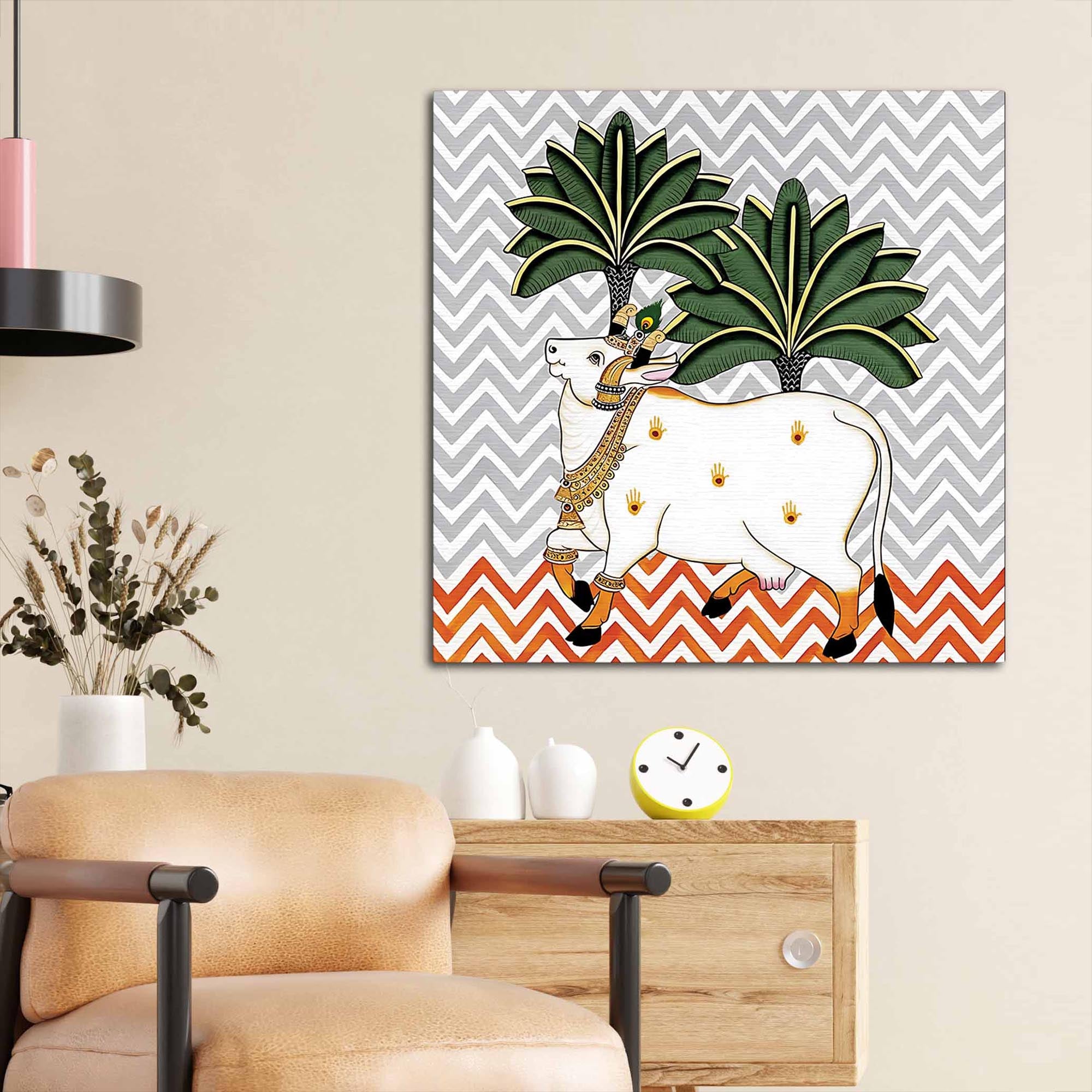 Designer Pichwai Cow Painting | Modern Indian Wall Art Decor