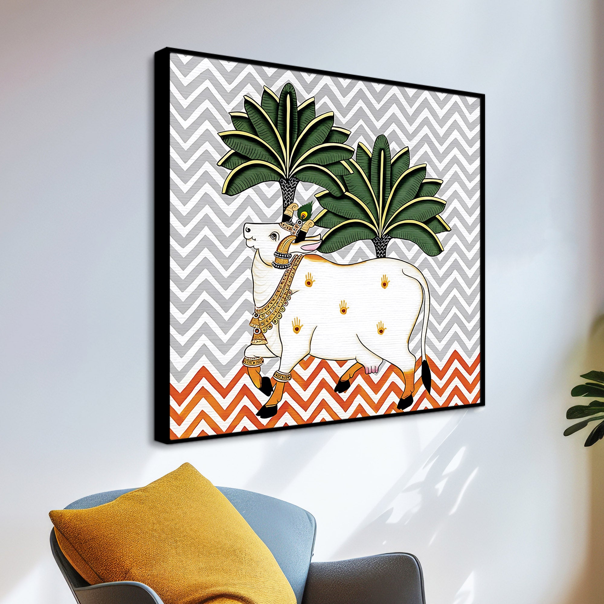 Designer Pichwai Cow Painting | Modern Indian Wall Art Decor