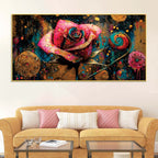 Designer Pink Rose Abstract Canvas Wall Painting for Luxury Interiors