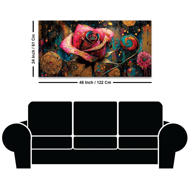 Designer Pink Rose Abstract Canvas Wall Painting for Luxury Interiors
