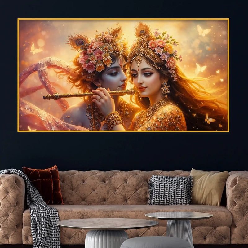 Designer Radha Krishna Crystal Glass Wall Painting for Home Décor