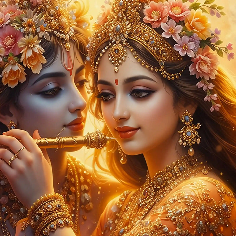 Designer Radha Krishna Crystal Glass Wall Painting for Home Décor