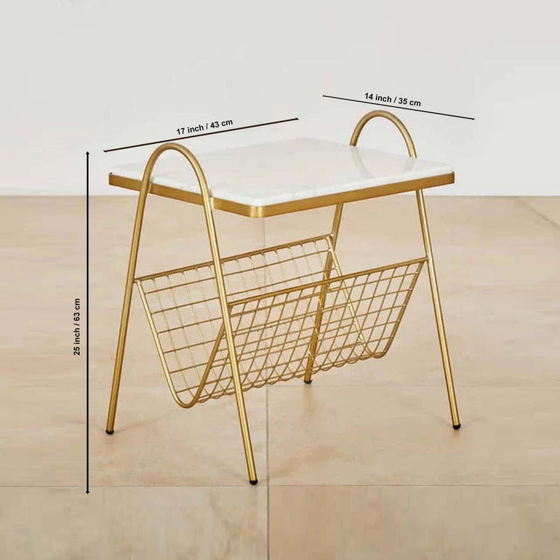 Designer Square Shape White Marble Side Table