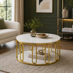 Designer Round Center Table with Marble Finish