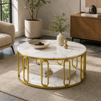 Designer Round Center Table with Marble Finish