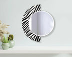 Designer Round Acrylic Wall Mirror with Zebra Print Frame