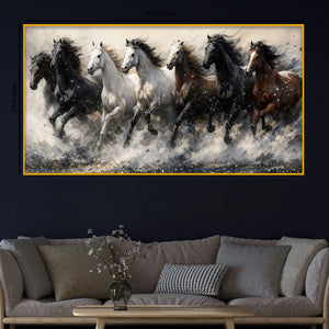 Designer Running Horses Crystal Glass Painting for Modern Wall Décor