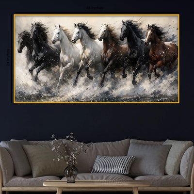 Designer Running Horses Crystal Glass Painting for Modern Wall Décor