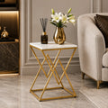 Designer Side Table with Square Marble Finish Top for Home Decor