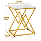 Designer Side Table with Square Marble Finish Top for Home Decor