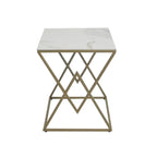 Designer Side Table with Square Marble Finish Top for Home Decor