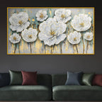 Designer White Floral Crystal Glass Painting