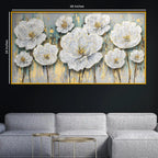 Designer White Floral Crystal Glass Painting