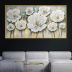 Designer White Floral Crystal Glass Painting