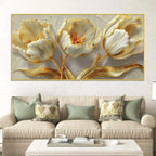 Designer White Tulip Abstract Canvas Wall Luxury Painting