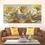 Designer White Tulip Abstract Canvas Wall Luxury Painting