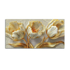 Designer White Tulip Abstract Canvas Wall Luxury Painting