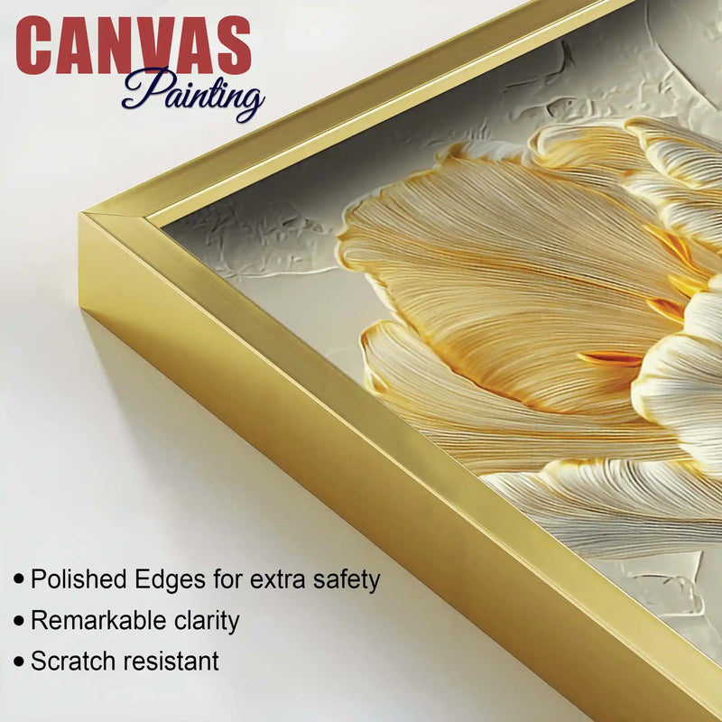 Designer White Tulip Abstract Canvas Wall Luxury Painting