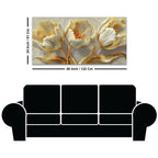 Designer White Tulip Abstract Canvas Wall Luxury Painting
