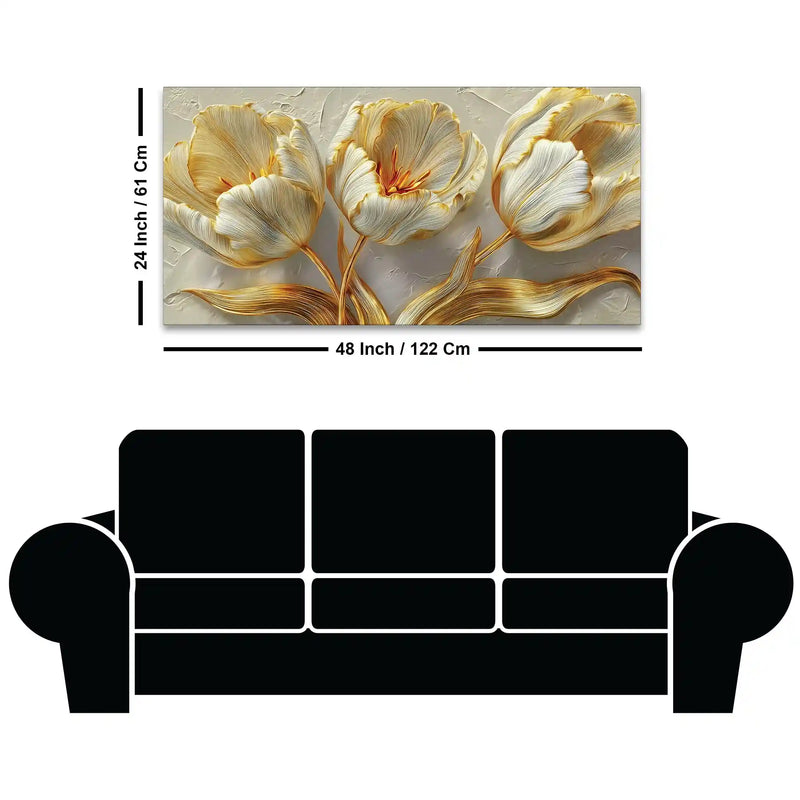 Designer White Tulip Abstract Canvas Wall Luxury Painting