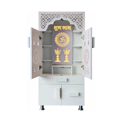 designer-white-wooden-floor-temple-with-shubh-labh-led-back-panel-spacious-storage-cabinet-for-home-office