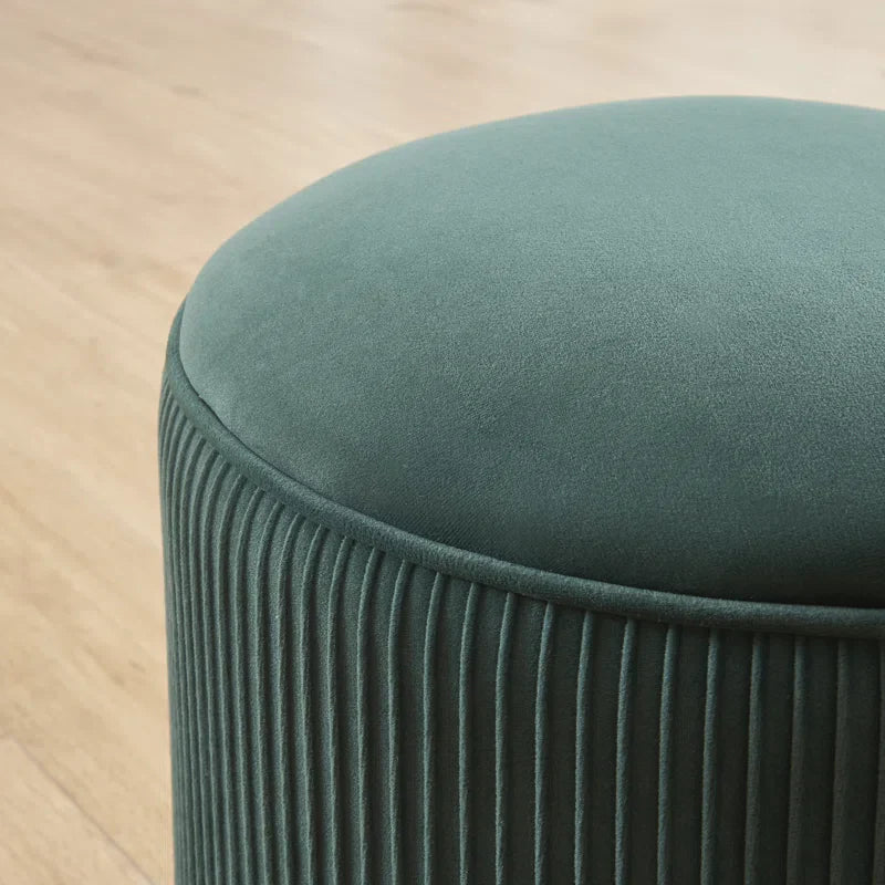designer-wide-round-tufted-dark-green-velvet-ottoman