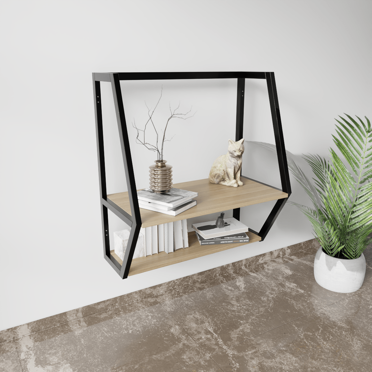 Designer Wooden Wall Mounted Desk for Books & Decor