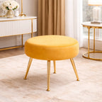 designer-yellow-velvet-vanity-seat-with-sturdy-golden-legs