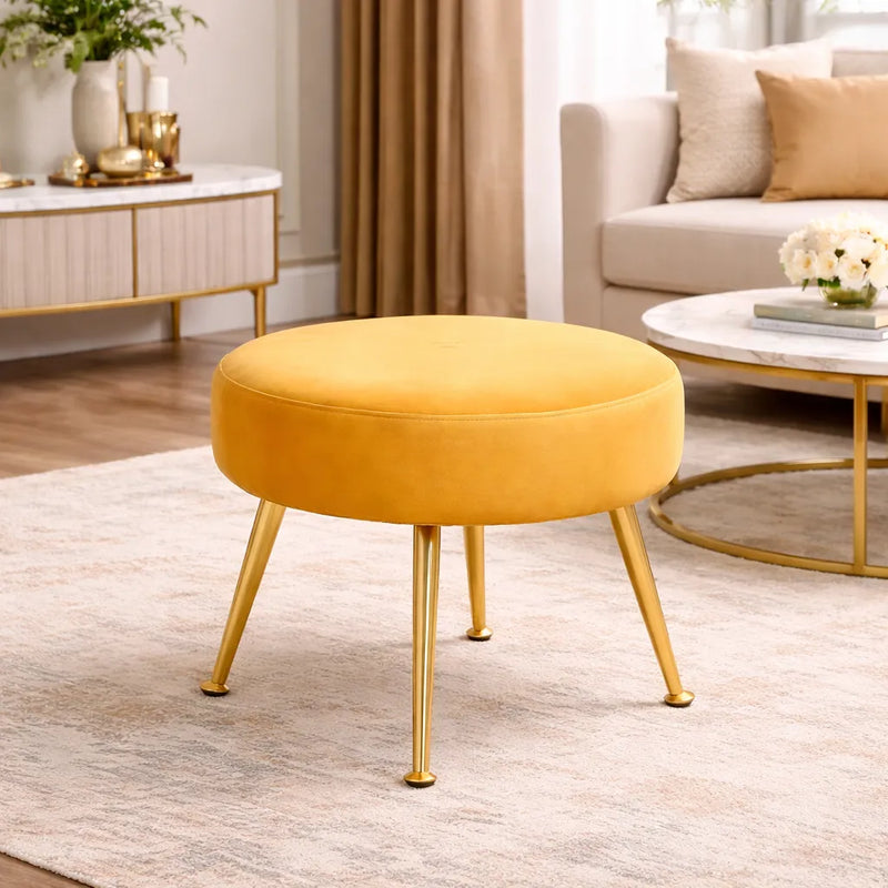 designer-yellow-velvet-vanity-seat-with-sturdy-golden-legs