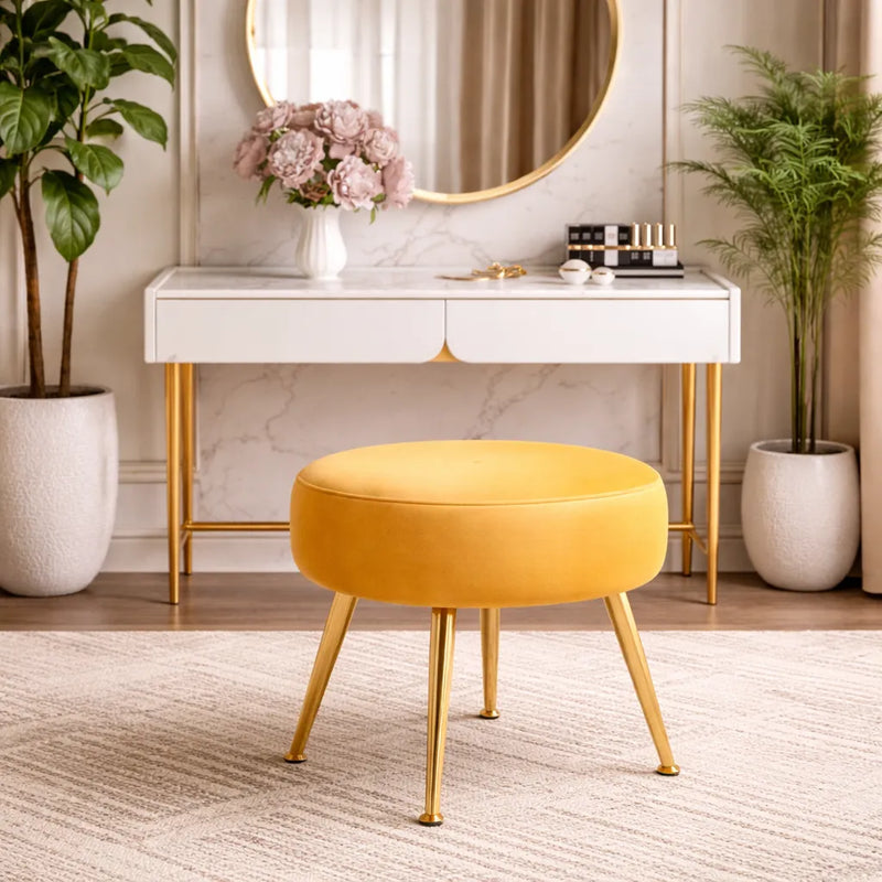 designer-yellow-velvet-vanity-seat-with-sturdy-golden-legs