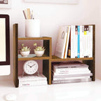 Desktop Wooden Book Rack | Office Desk Organizer & Storage Shelf