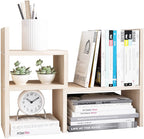 Desktop Wooden Book Rack | Office Desk Organizer & Storage Shelf