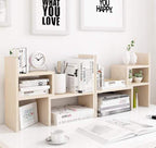Desktop Wooden Book Rack | Office Desk Organizer & Storage Shelf