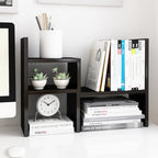 Desktop Wooden Book Rack | Office Desk Organizer & Storage Shelf