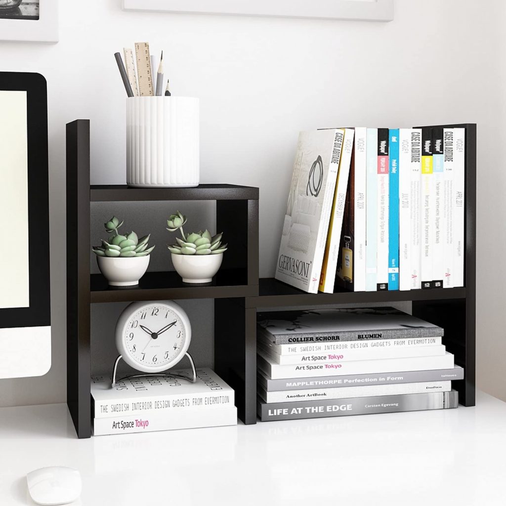 Desktop Wooden Book Rack | Office Desk Organizer & Storage Shelf