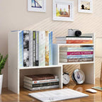 Desktop Wooden Book Rack | Office Desk Organizer & Storage Shelf