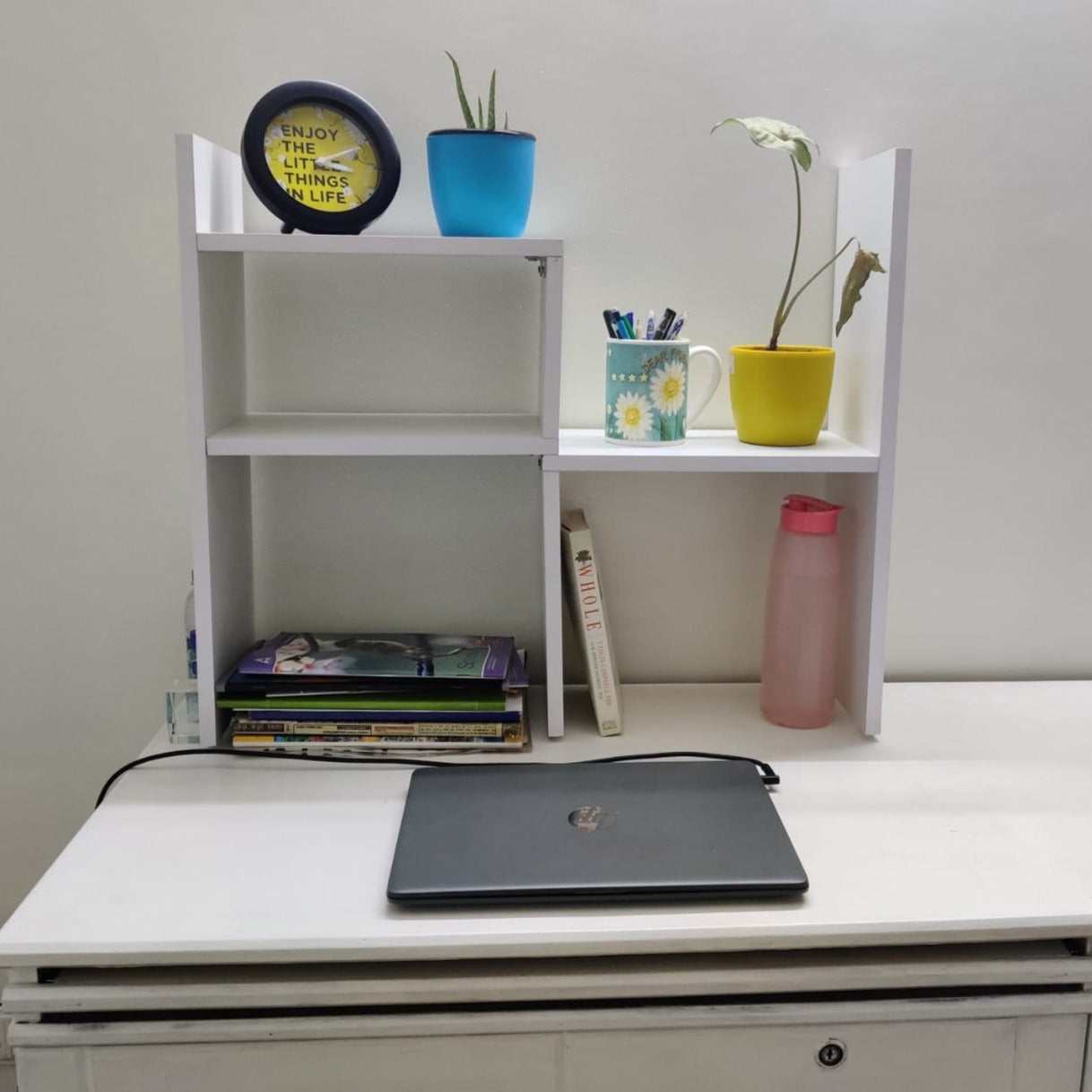 Desktop Wooden Book Rack | Office Desk Organizer & Storage Shelf