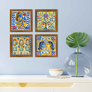 Detailed Madhubani Art Wall Frame Set of Four